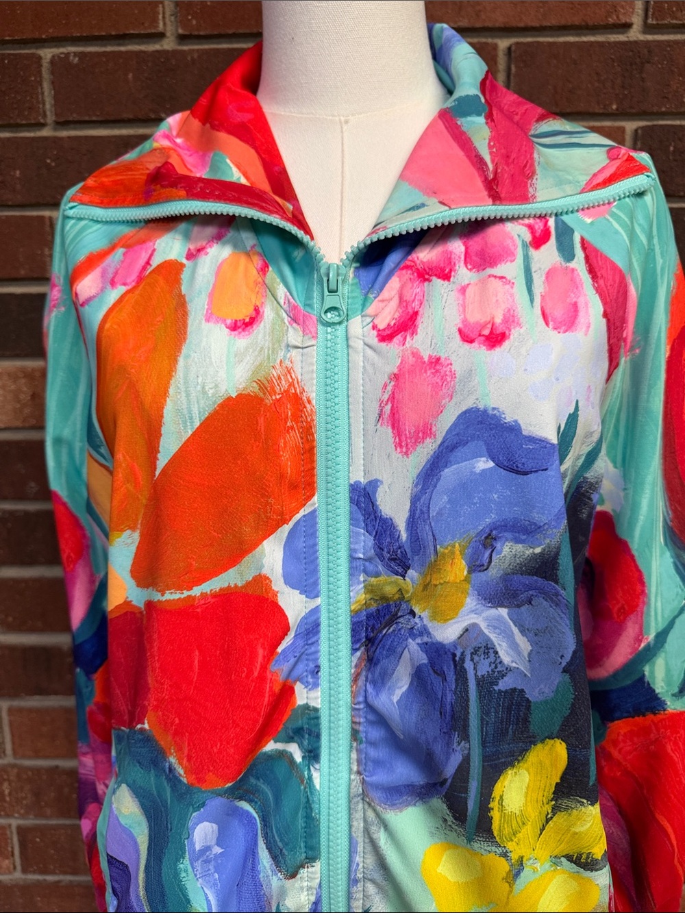 Claire Desjardins Vibrant Floral Print Zip-Up Jacket Size Medium - Picture 2 of 13